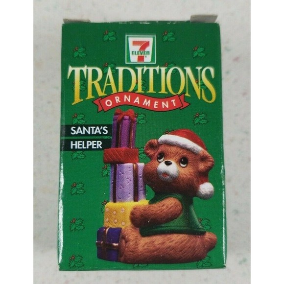 7 Eleven Citgo 1997 Traditions Christmas Ornament  SANTA'S HELPER Teddy Bear NIB - Picture 1 of 10